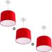Kit 3 Lustres Cupula Pendente Dome 30x20cm Magnífico Vermelho