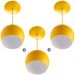 Kit 3 Lustres Pendente Bola Média Alumínio 23cm Amarelo