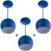 Kit 3 Lustres Pendente Bola Média Alumínio 23cm Azul