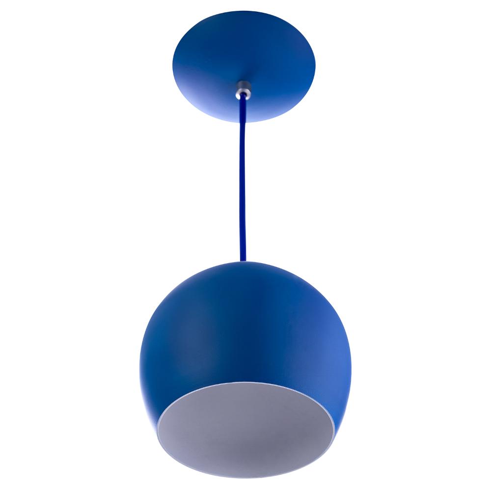 Kit 3 Lustres Pendente Bola Média Alumínio 23cm Azul