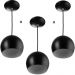 Kit 3 Lustres Pendente Bola Media De Alumínio 23cm Soquete E-27 Preto