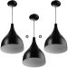 Kit 3 Lustres Pendente Gota Media De Alumínio 30cm Soquete E-27 Preto