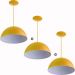 Kit 3 Lustres Pendente Meia Lua 40cm Alumínio Amarelo