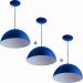 Kit 3 Lustres Pendente Meia Lua 40cm Alumínio Azul