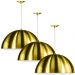Kit 3 Lustres Pendente Meia Lua 40cm Alumínio Dourado
