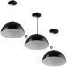 Kit 3 Lustres Pendente Meia Lua 40cm Alumínio Soquete E-27 Preto