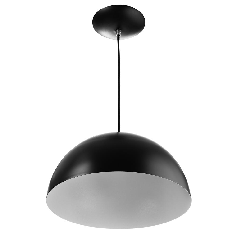 Kit 3 Lustres Pendente Meia Lua 40cm Alumínio Soquete E-27 Preto