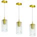 Kit 3 Pendente Redondo Clearcrillic Cristal Acrílico Dourado