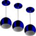 Kit 3 Pendentes Bola Pequena Alumínio 15cm Azul Metalico