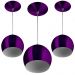 Kit 3 Pendentes Bola Pequena Alumínio 15cm Roxo Metalico