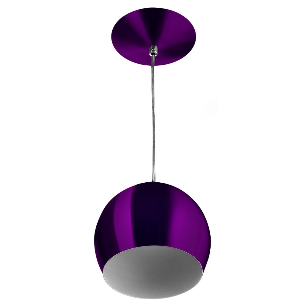 Kit 3 Pendentes Bola Pequena Alumínio 15cm Roxo Metalico
