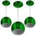 Kit 3 Pendentes Bola Pequena Alumínio 15cm Verde Metalico