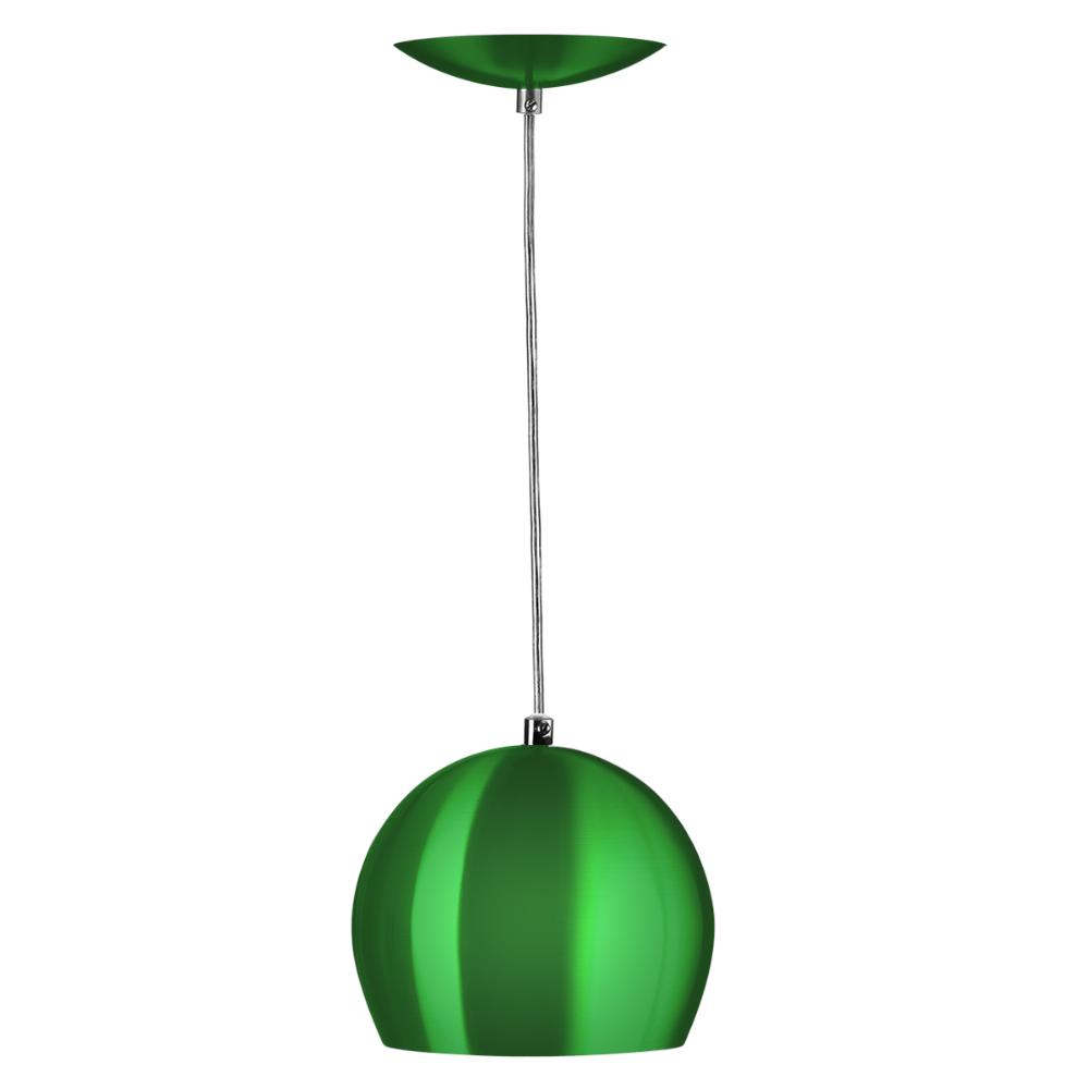 Kit 3 Pendentes Bola Pequena Alumínio 15cm Verde Metalico