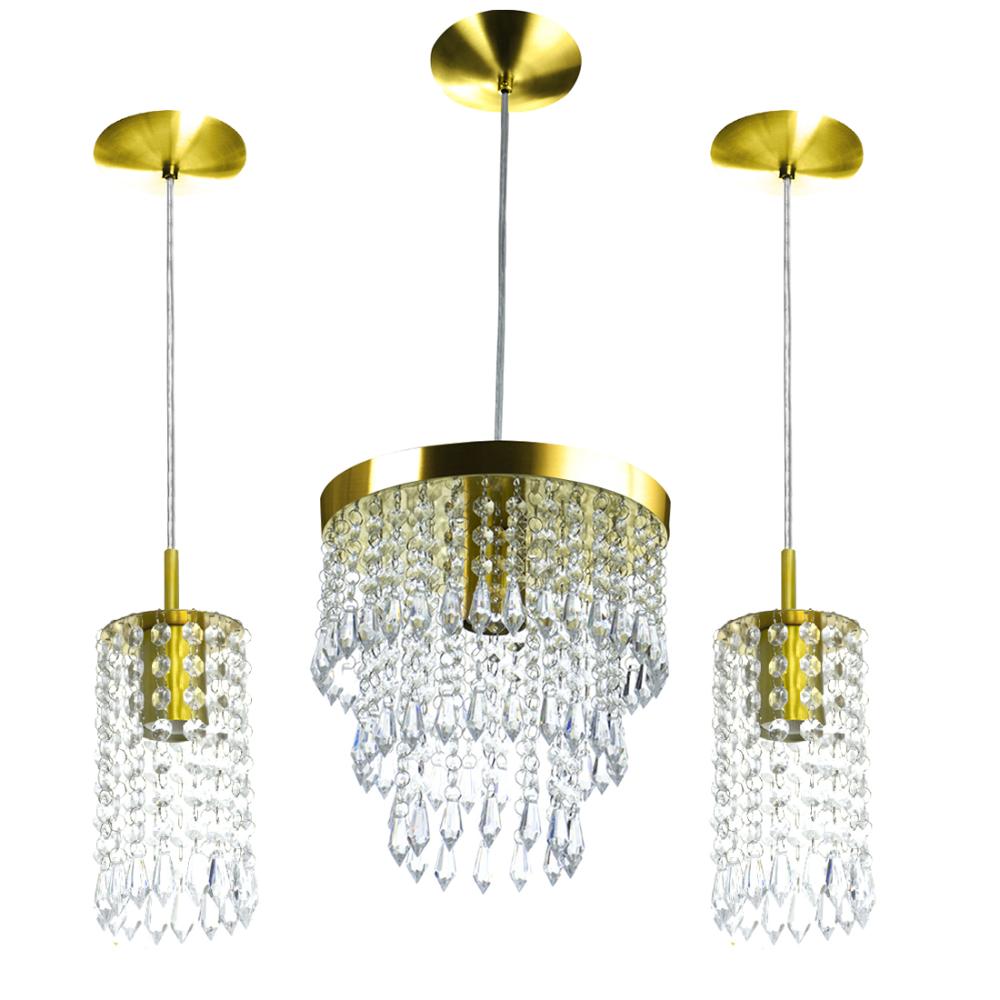 Kit 3 Pendentes Clearcrillic + Pendente Manucrillic Gold