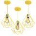 Kit 3 Pendentes Diamante Aramado Grande Amarelo