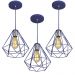 Kit 3 Pendentes Diamante Aramado Grande Azul