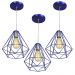 Kit 3 Pendentes Diamante Aramado Grande Azul Metalico