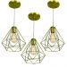 Kit 3 Pendentes Diamante Aramado Grande Dourado