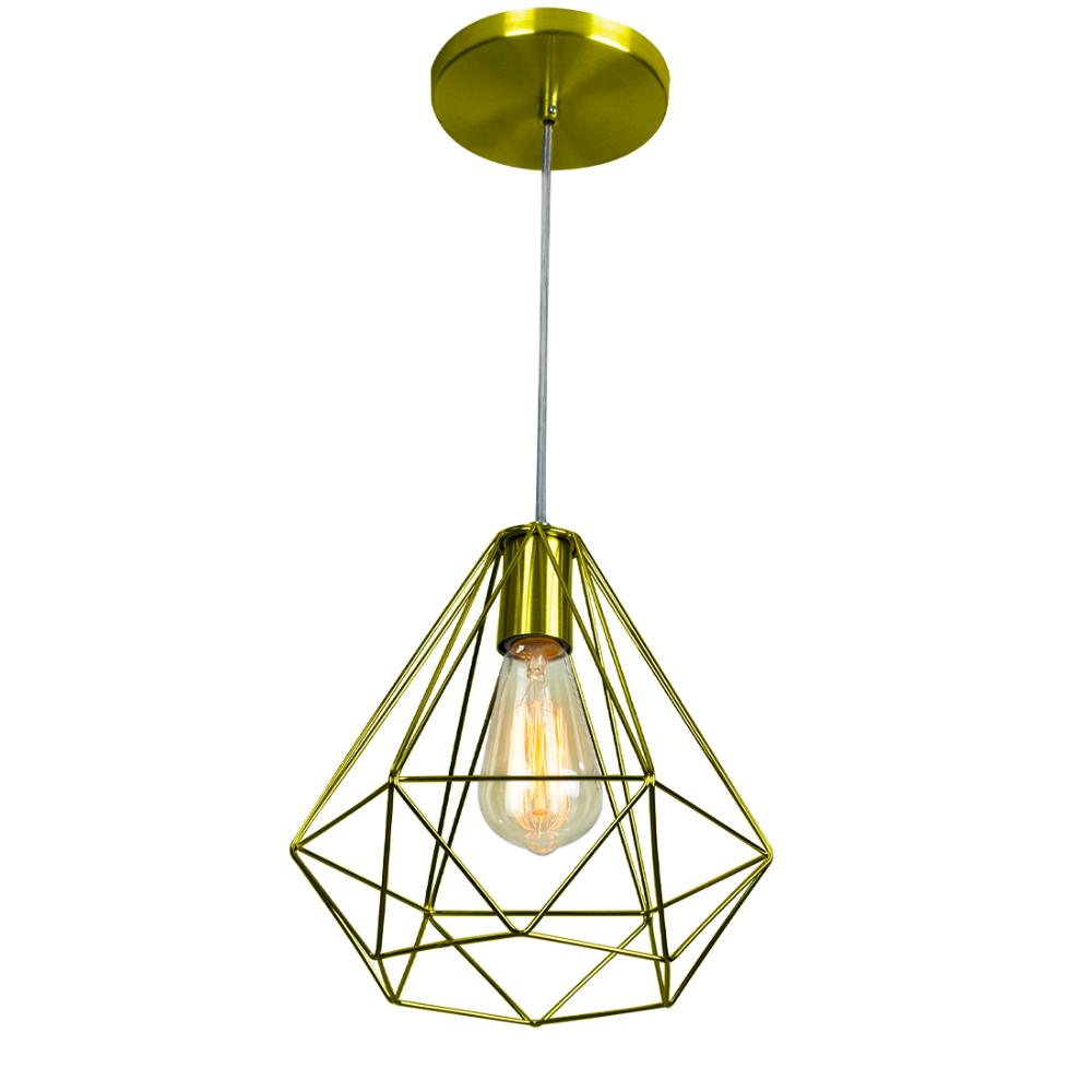 Kit 3 Pendentes Diamante Aramado Grande Dourado