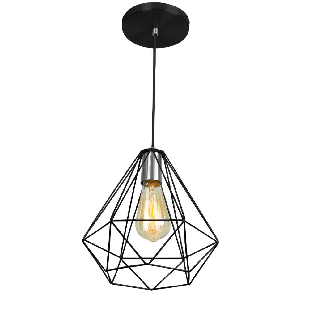 Kit 3 Pendentes Diamante Aramado Grande Preto