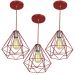 Kit 3 Pendentes Diamante Aramado Grande Vermelho
