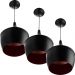 Kit 3 Pendentes Gourmet Balão 32X25cm Em Aluminio Preto Magnifico