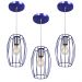 Kit 3 Pendentes Pequim Aramado Azul Metalico