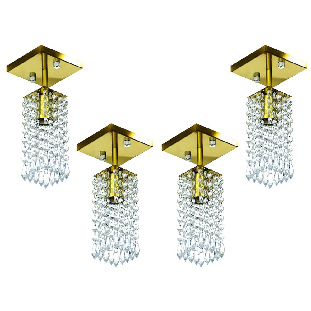 Kit 4 Lustre Clearcrillic Cristal Acrílico Quadrado Dourado