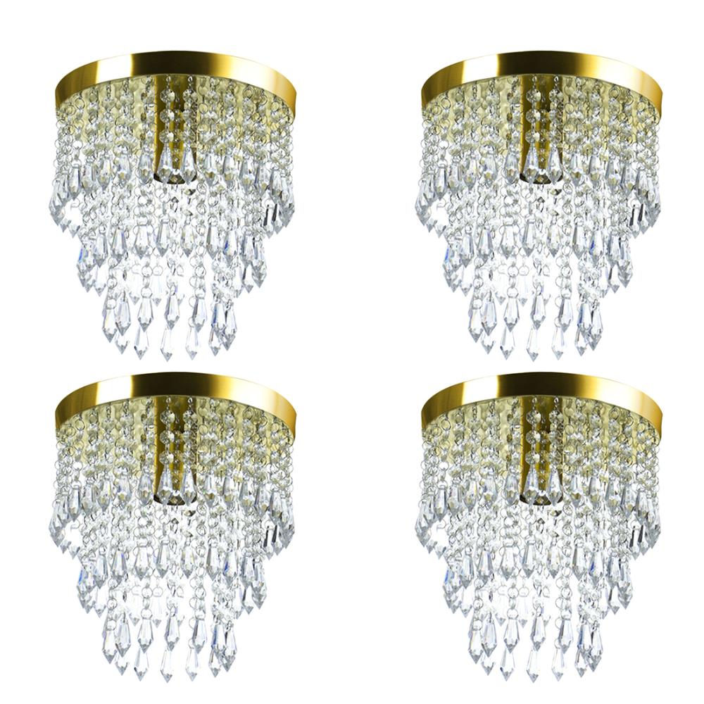 Kit 4 Lustre De Cristal Acrilico Manucrillic Dourado.
