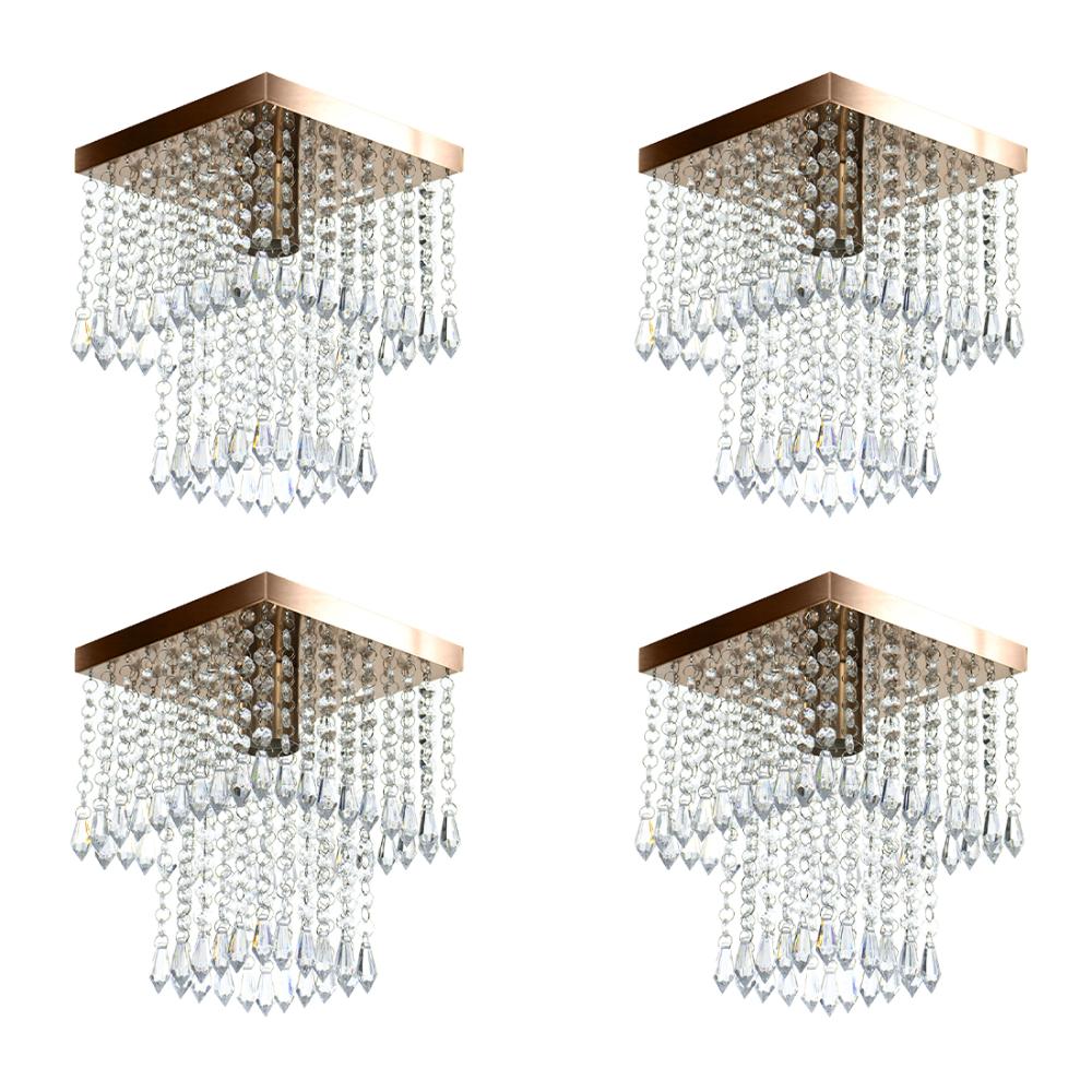 Kit 4 Lustre De Cristal Acrilico Marrycrilic Cobre.