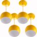 Kit 4 Lustres Pendente Bola Pequena Alumínio 15cm Amarelo
