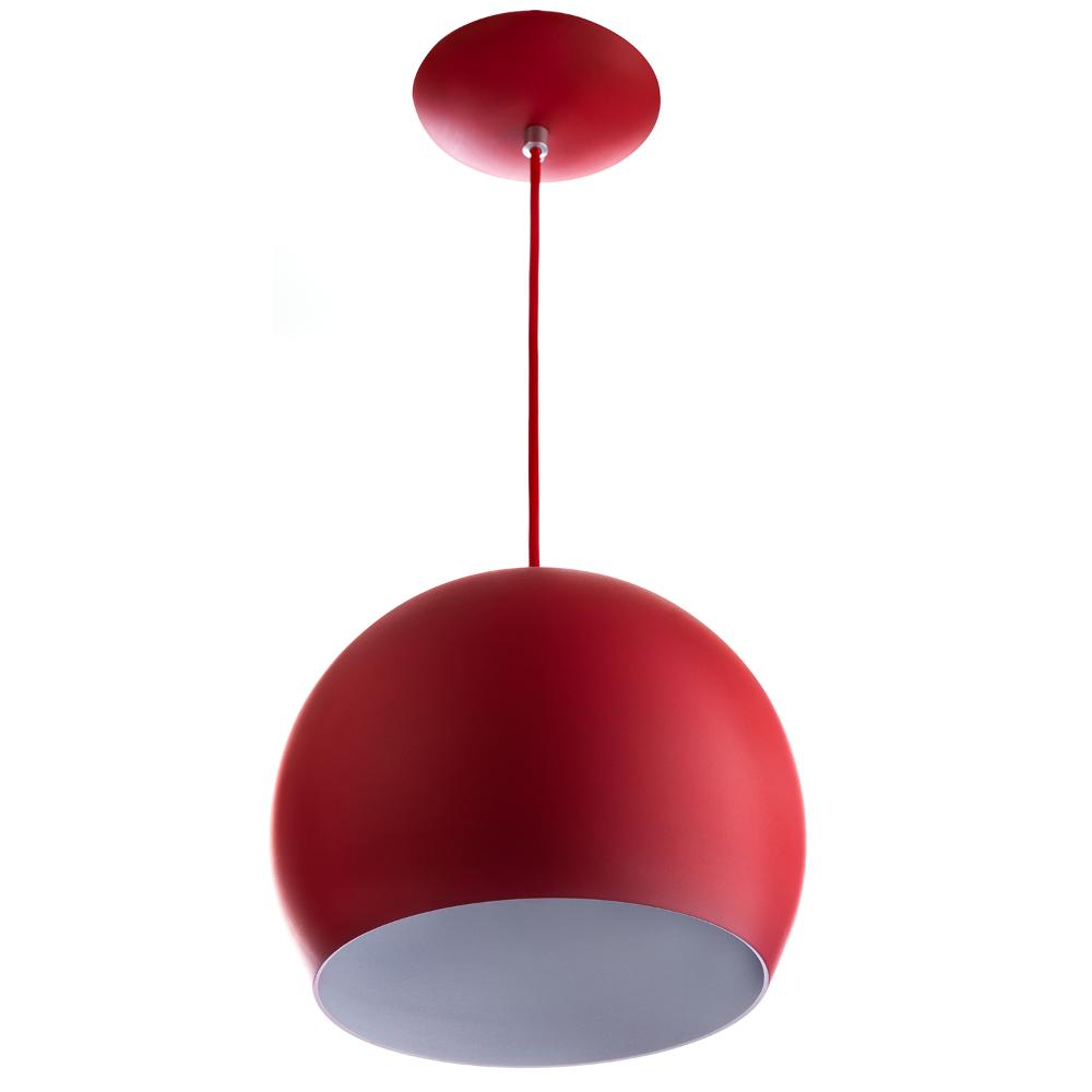 Kit 4 Lustres Pendente Bola Pequena Alumínio 15cm Vermelho