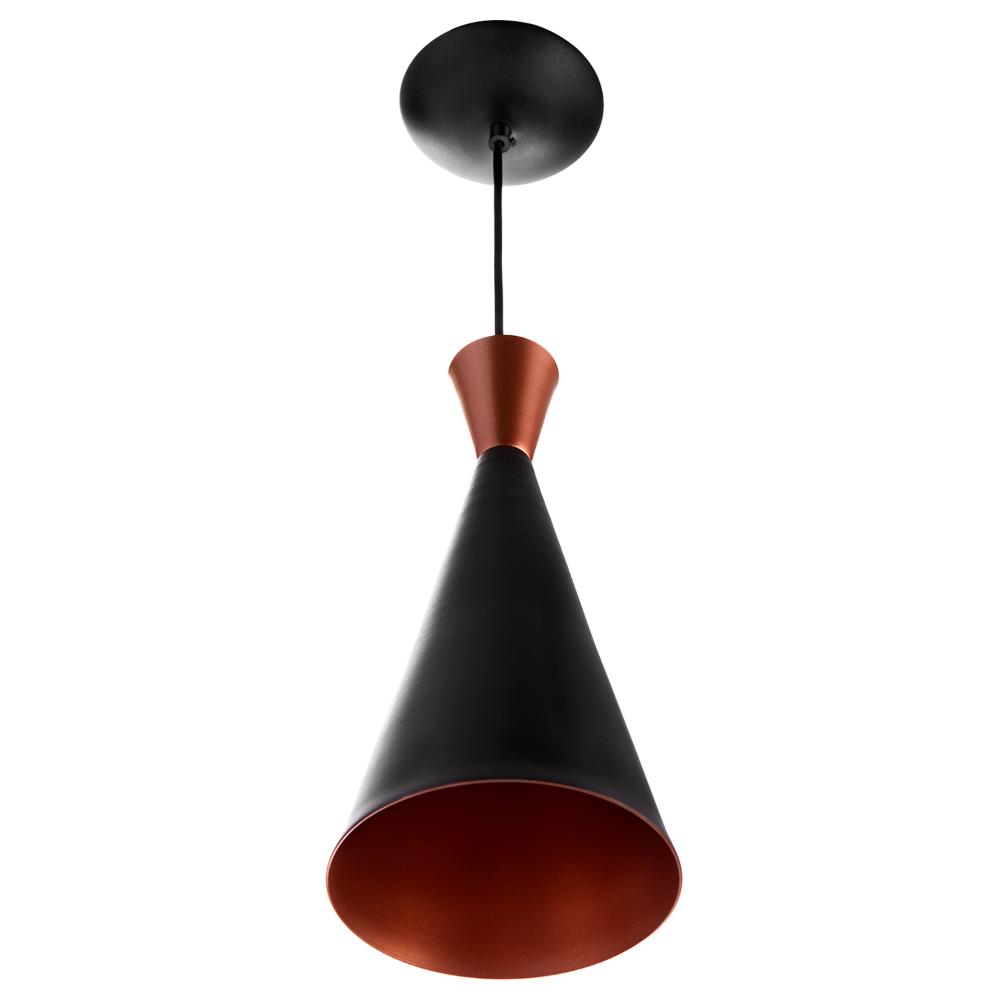 Luminária Pendente Funil Aluminio Magnifico 33x15cm Preto