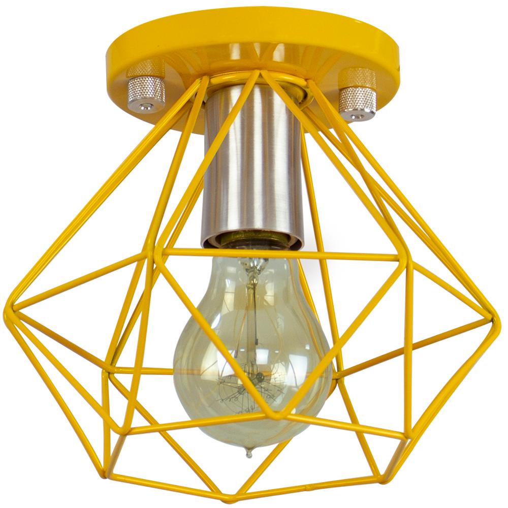 Lustre Aramado Diamante Majestoso Redondo Amarelo