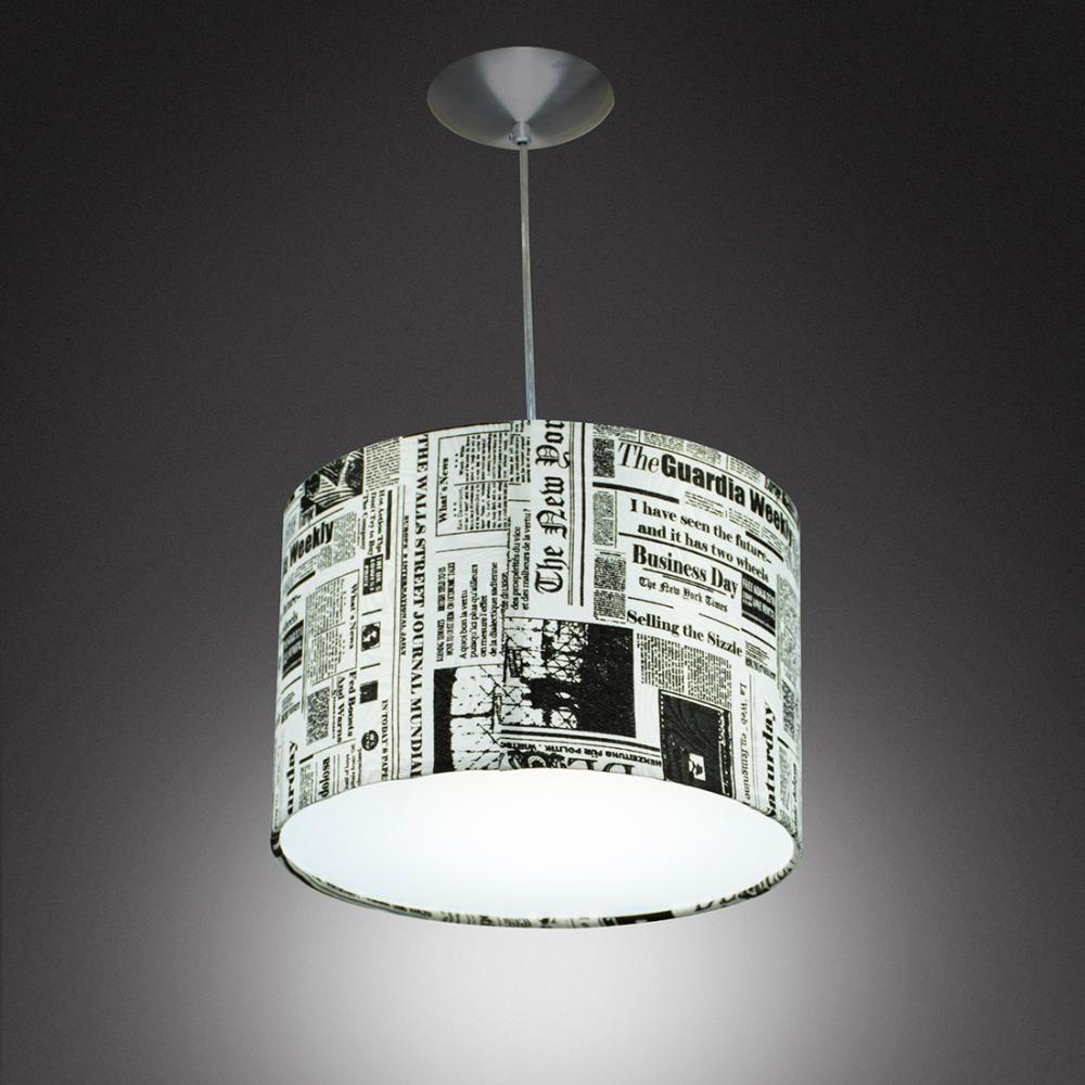 Lustre Cúpula Pendente Dome Estampado Jornal