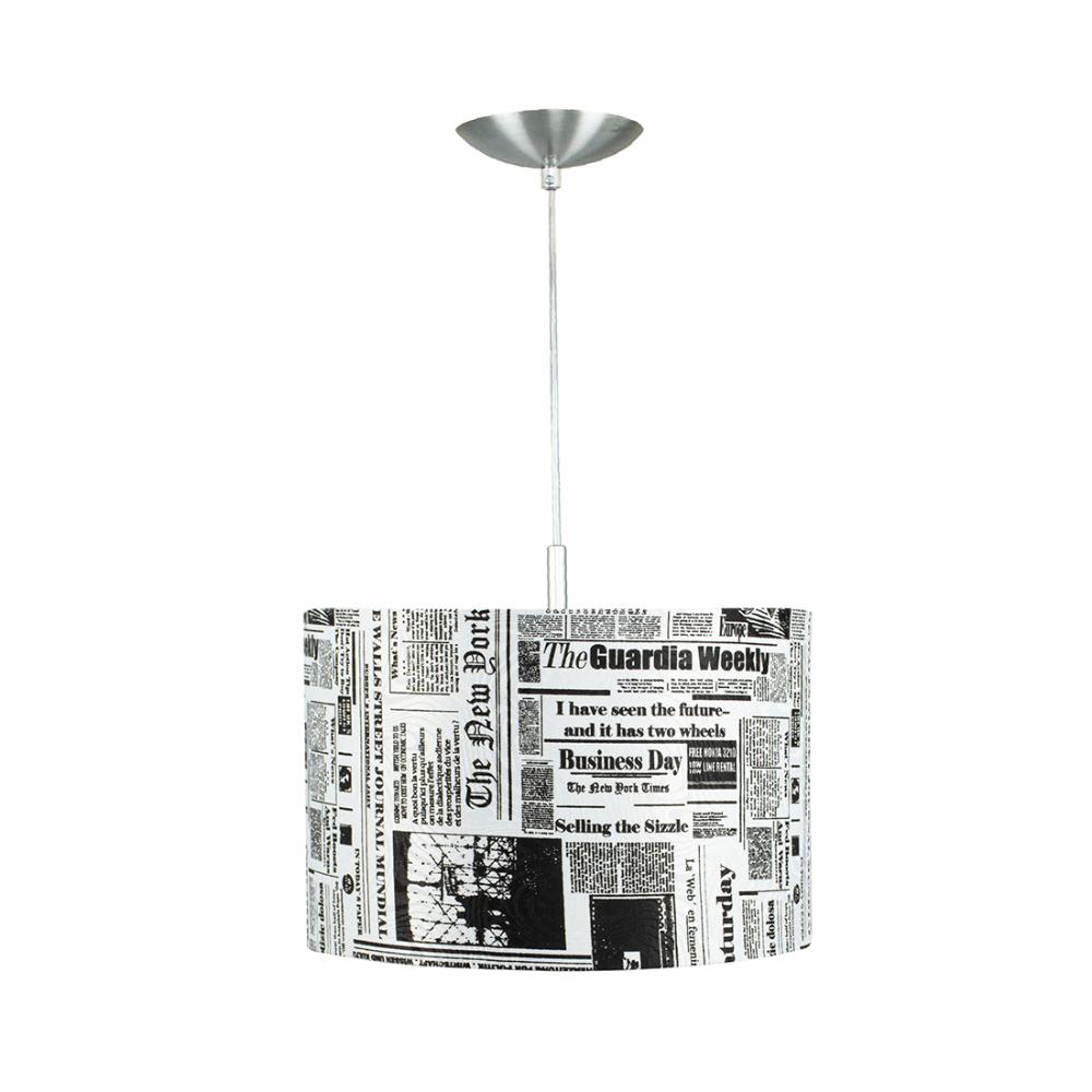 Lustre Cúpula Pendente Dome Estampado Jornal