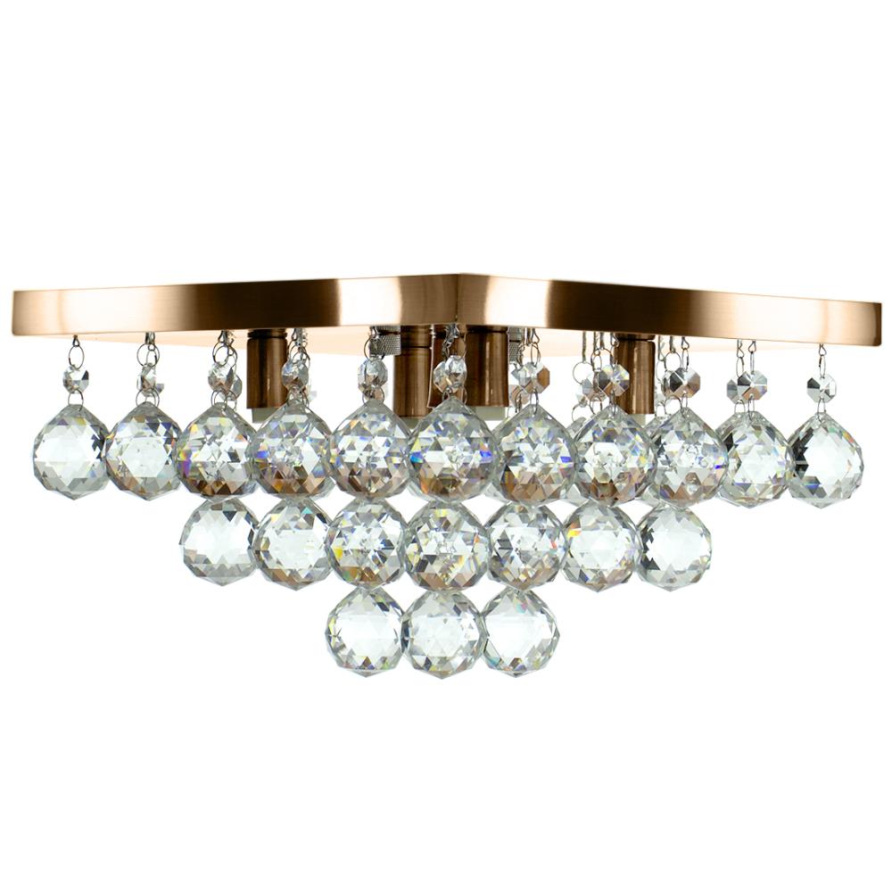 Lustre De Cristal Legitimo Classic Square 30x30 Cobre