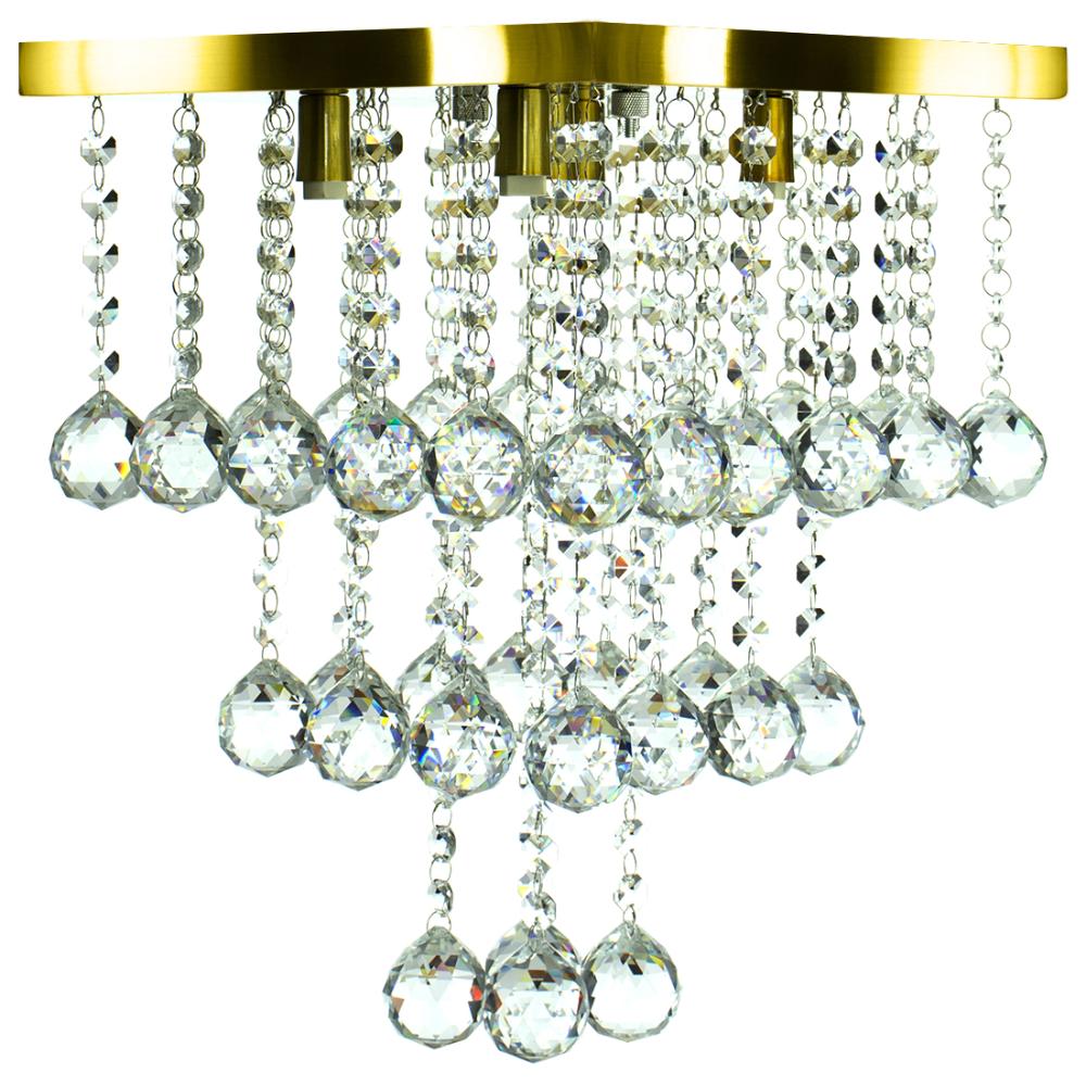 Lustre De Cristal Legitimo Classic Square Long 30 Dourado