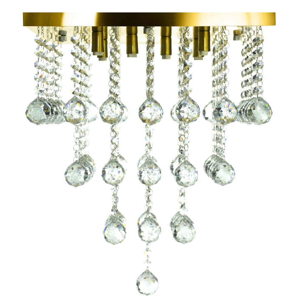 Lustre De Cristal Legitimo Classic Square Long 40 Dourado