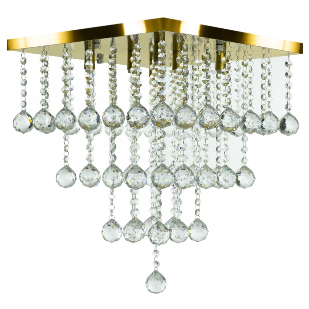 Lustre De Cristal Legitimo Classic Square Long 40 Dourado