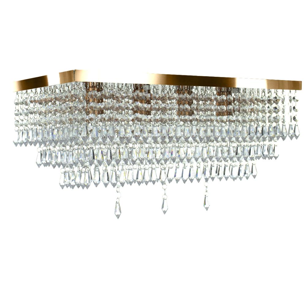 Lustre Luminária Queops Retangular 60x25 Cm Cobre