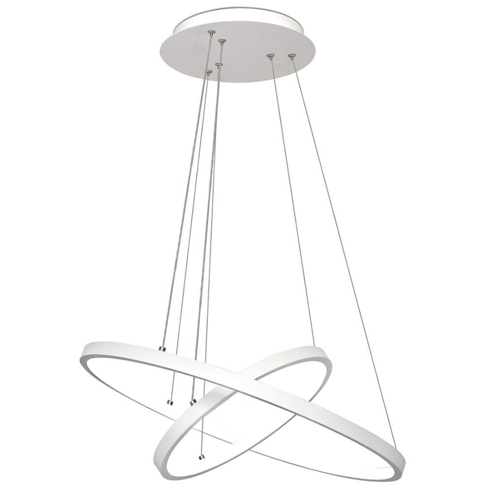 Lustre Pendente 2 Anéis Ring Branco Led Bivolt 60cm 3000K