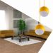 Lustre Pendente Aluminio Bola Duplo 15cm Amarelo