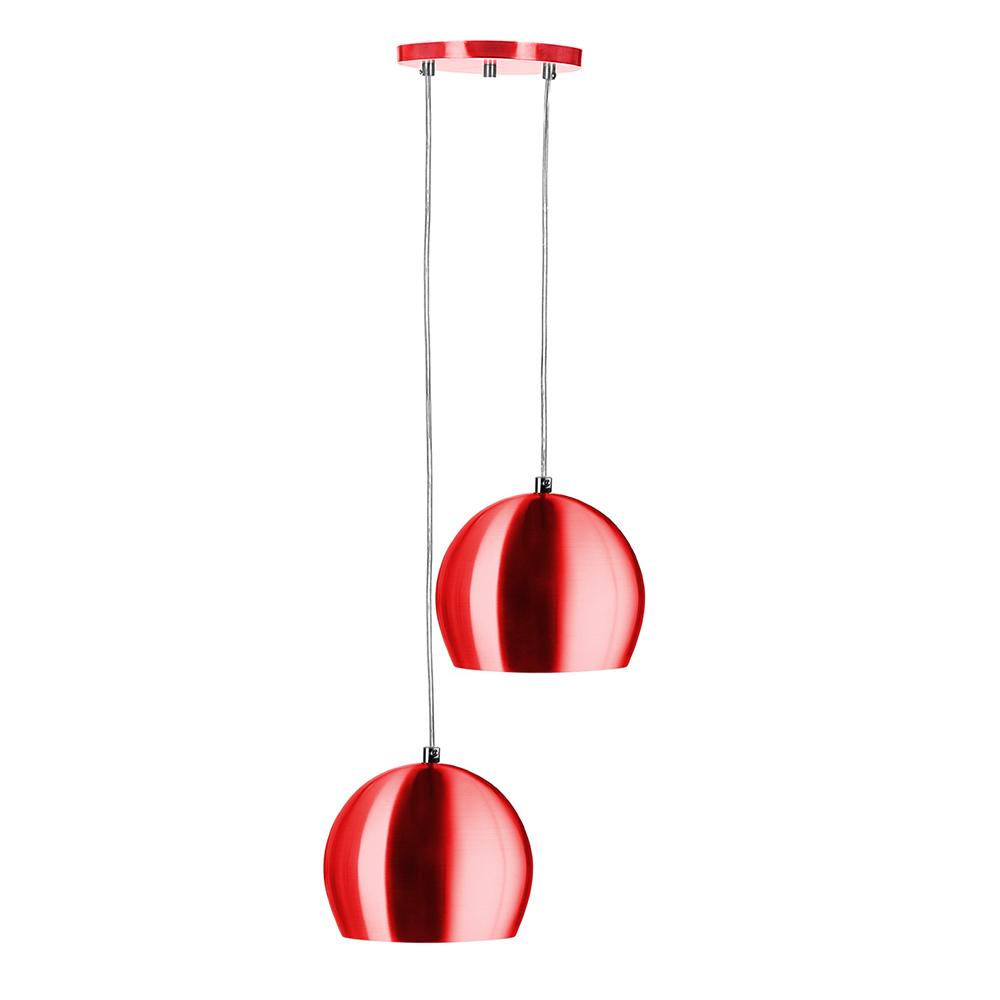Lustre Pendente Aluminio Bola Duplo 15cm Cereja