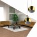 Lustre Pendente Aluminio Bola Duplo 15cm Dourado