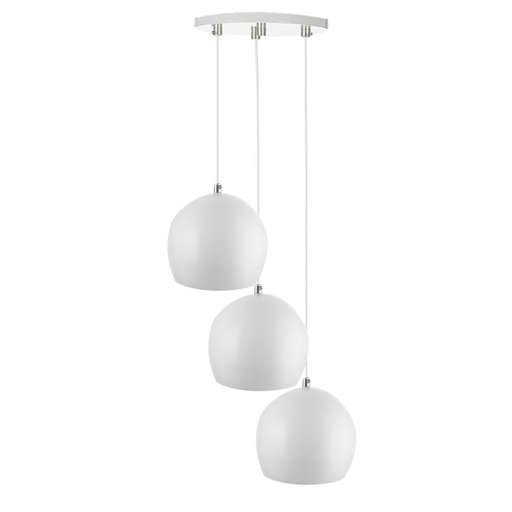 Lustre Pendente Aluminio Bola Triplo 15cm Branco