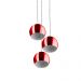 Lustre Pendente Aluminio Bola Triplo 15cm Cereja