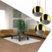 Lustre Pendente Aluminio Bola Triplo 15cm Dourado