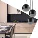 Lustre Pendente Aluminio Bola Triplo 15cm Preto