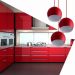 Lustre Pendente Aluminio Bola Triplo 15cm Vermelho